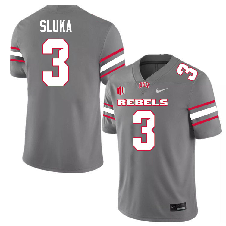 Men #3 Matthew Sluka UNLV Rebels College Football Jerseys Stitched-Grey